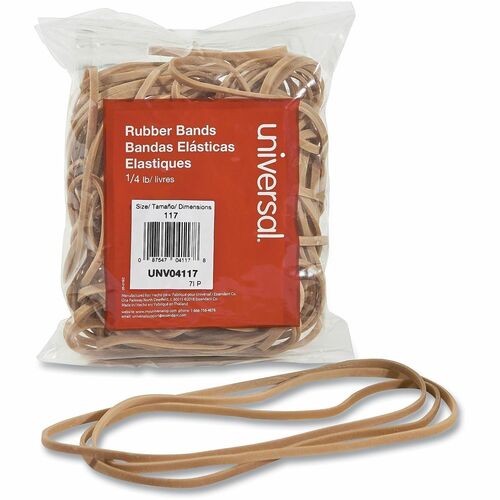 Universal  Rubber Bands, Size 117, 0.06" Gauge, Beige, 4 oz Box, 50/Pack