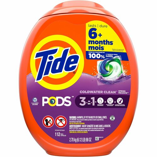 Procter & Gamble Commercial  Laundry Pods,3-in-1,HE&Stand,Spring Meadow,112Pods/PK,Orange