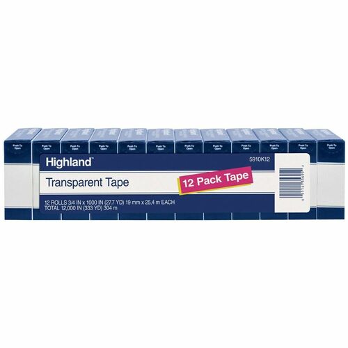 3M  Transparent Tape,0.75"x83.33',1"Core,12/PK,Transparent