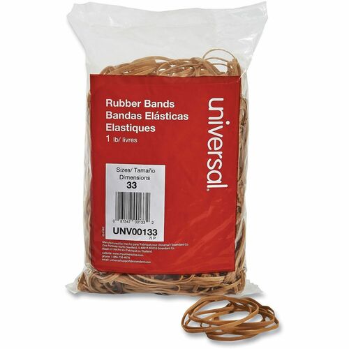 Universal  Rubber Bands, Size 33, 0.04" Gauge, Beige, 1 lb Box, 640/Pack