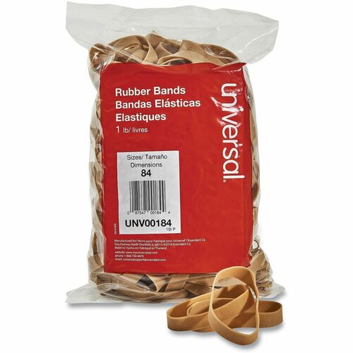 Universal  Rubber Bands, Size 84, 0.04" Gauge, Beige, 1 lb Box, 155/Pack
