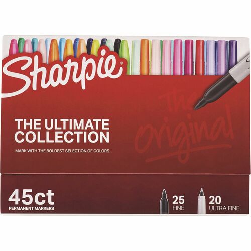 Newell Brands  Permanent Markers, Fine/Ultra Fine Tip, 45/BX, AST