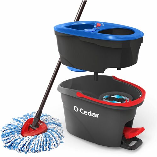 O-Cedar  Bucket System,w/RinseClean Bucket/Spin Mop/Handle,GY/RD/BE-FHP168534