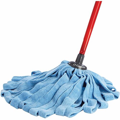 O-Cedar  Mop, Microfiber, w/Red Handle, Blue-FHP133582