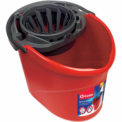 O-Cedar  Bucket, QuickWring, 2.5 Gallon, Red/Gray-FHP164196