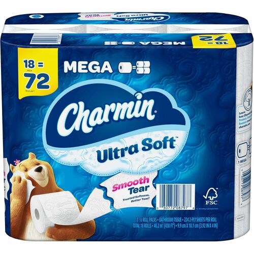 Procter & Gamble Commercial  Bathroom Tissue,Smooth Tear,224 SHT/Roll,18 Rolls/Pack,WE