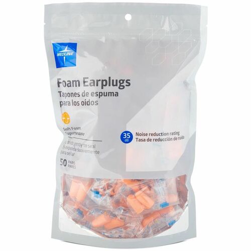 Medline  Earplugs,High-Fidelity Foam,50PR/BG,30BG/CT,OE