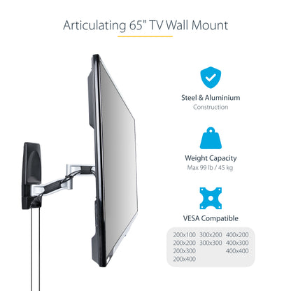 StarTech.com TV-WALL-MOUNT-65FS TV mount/stand 65" Black, Silver