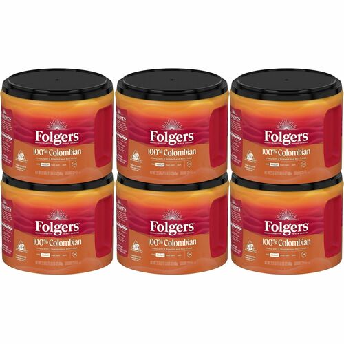 Folgers  Coffee, 100% Colombian, Ground, 22.6oz, 6/CT, Brown-FOL30445CT