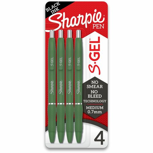 Newell Brands  Sharpie Pens,Gel,0.7mm,4/PK,Forest GN Barrel/BK Ink