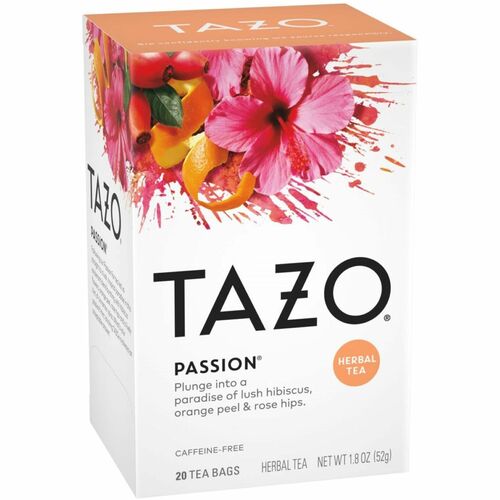 Tazo Tea Co  Herbal Tea, Passion, Caffeine-Free, 20/BX,6/CT,Brown
