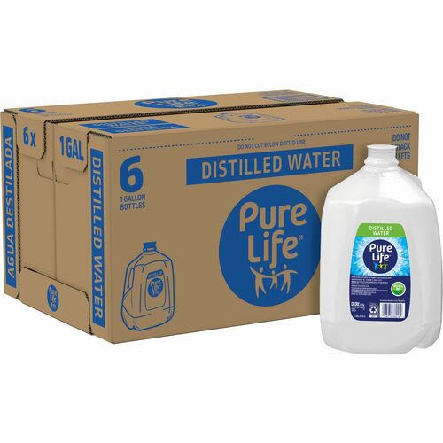 Nestle Waters North America  Water,Distilled,Pure Life,Front Handle,1 Gallon,6/CT,Clear
