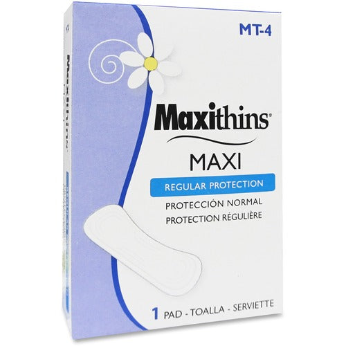 Hospeco  Sanitary Napkins, Maxithins, No. 4 Box, 250/CT, White