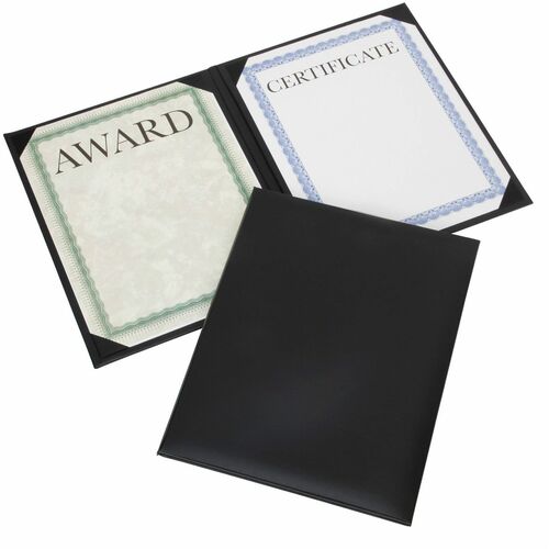 SKILCRAFT  Binder,f/Certificate,Padded,No Seal,9-1/8"x11-5/8",Black