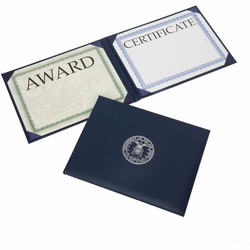 SKILCRAFT  Military Binder,f/Certificate,Padded,USAF Seal,11"x8-1/2",BE