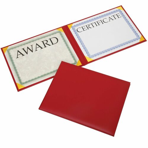 SKILCRAFT  Binder,f/Certificate,Padded,No Seal,11-5/8"x9-1/8",Red