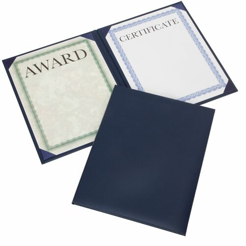 SKILCRAFT  Binder,f/Certificate,Padded,No Seal,9-1/8"x11-5/8",Blue