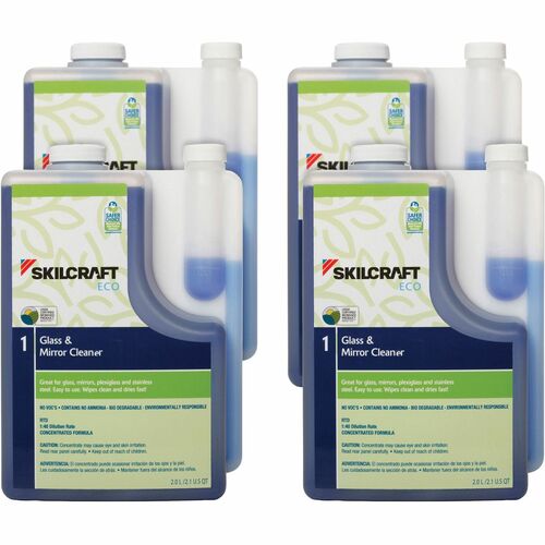 SKILCRAFT  Cleaner,Glass/Mirror,Concentrate,2-Liter Bottles,4/BX,BE