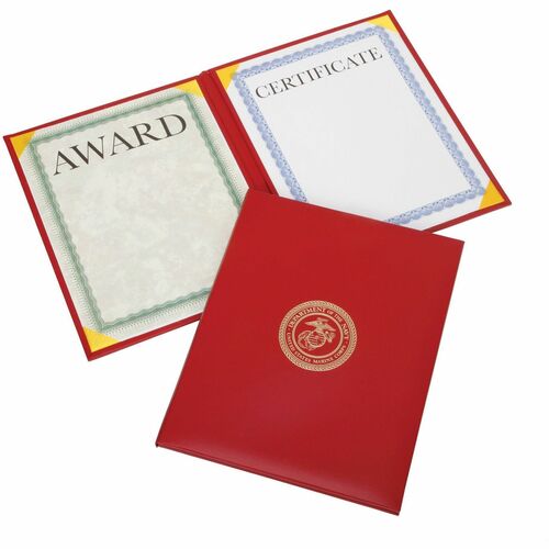 SKILCRAFT  Binder,Certificate,USMC Seal,Vertical,LetterSize,Padded,RD