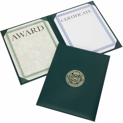 SKILCRAFT  Binder,Certificate,Army Seal,Vertical,Letter-Size,Padded,GN