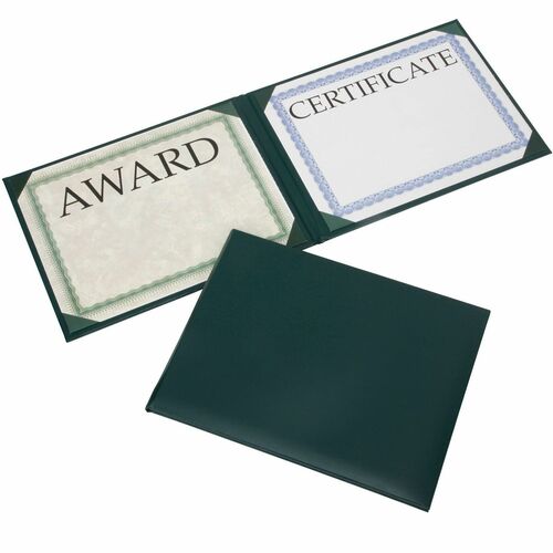 SKILCRAFT  Binder,f/Certificate,Padded,No Seal,11-5/8"x9-1/8",Green