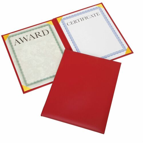 SKILCRAFT  Binder,f/Certificate,Padded,No Seal,9-1/8"x11-5/8",Red
