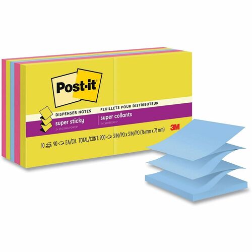 3M  Post-its,SuperStick,Accord,3"x3",90Sh/Pad,10Pad/PK,SummerJoy