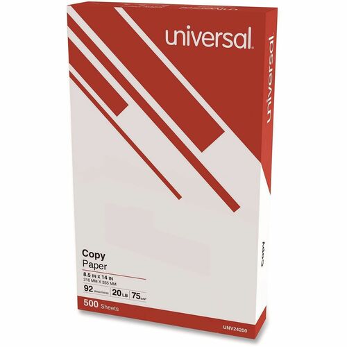 Universal  Legal Size Copy Paper, 92 Bright, 20 lb Bond Weight, 8.5 x 14, White, 500 Sheets/Ream