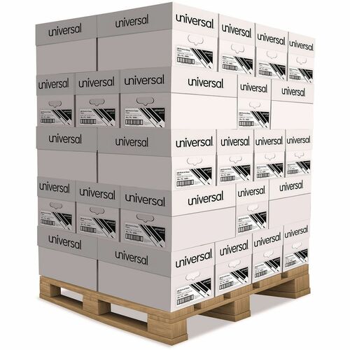 Universal  High-Bright Multipurpose Paper, 20 lb Bond Weight, 8.5 x 11, White, 500 Sheets/Ream, 10 Reams/Carton, 40 Cartons/Pallet