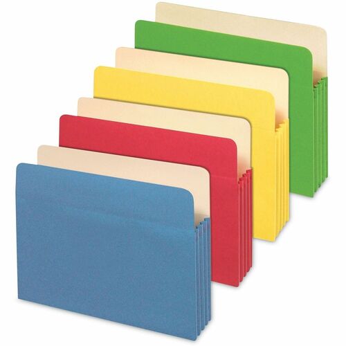 Universal  Redrope Expanding File Pockets, 3.5" Expansion, Letter Size, Assorted Colors, 5/Box