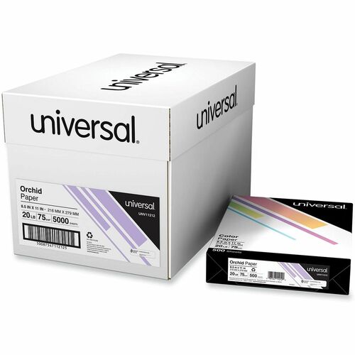 Universal  Deluxe Colored Paper, 20 lb Bond Weight, 8.5 x 11, Orchid, 500 Sheets/Ream, 10 Reams/Carton