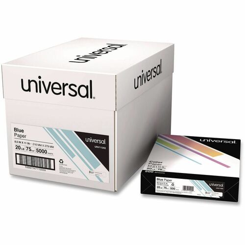 Universal  Deluxe Colored Paper, 20 lb Bond Weight, 8.5 x 11, Blue, 500 Sheets/Ream, 10 Reams/Carton