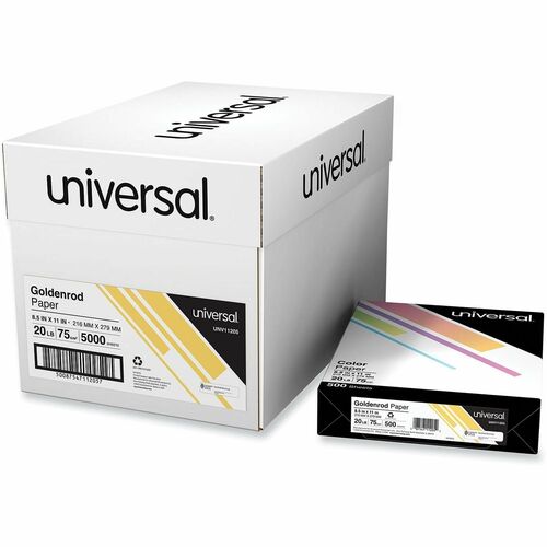Universal  Deluxe Colored Paper, 20 lb Bond Weight, 8.5 x 11, Goldenrod, 500 Sheets/Ream, 10 Reams/Carton
