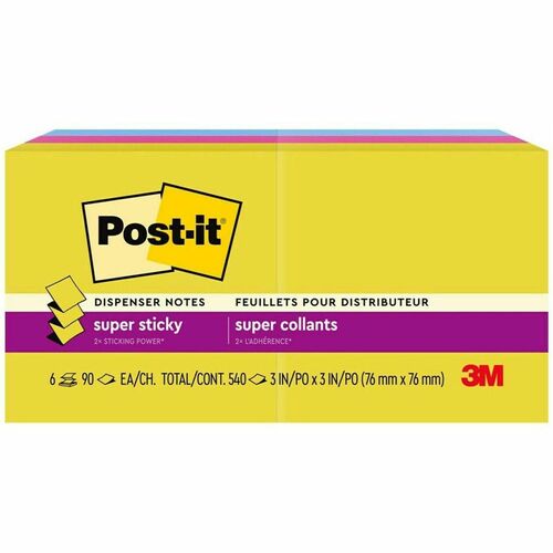 3M  Post-its,SuperStick,Accord,3"x3",90Sh/Pad,6Pad/PK,SummerJoy