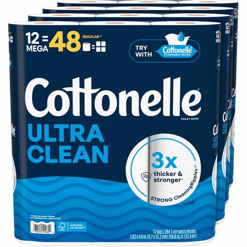 Kimberly-Clark Professional  Toilet Paper,Ultra Clean,1-Ply,Plant-Based,12/PK,4/CT,WE