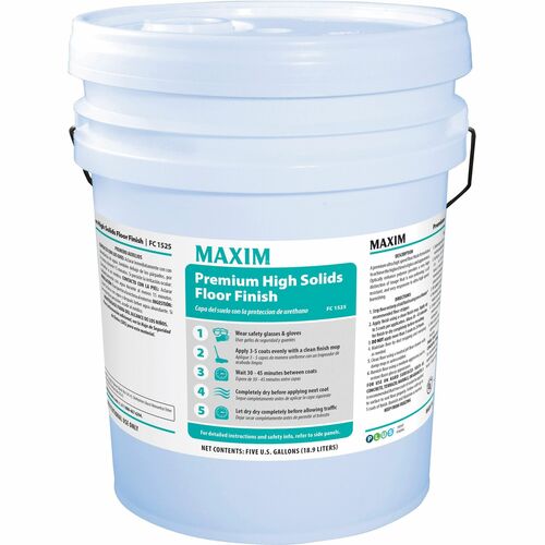 Midlab Inc  Floor Finish,Premium,High Solids,RTU,5 Gallon,White