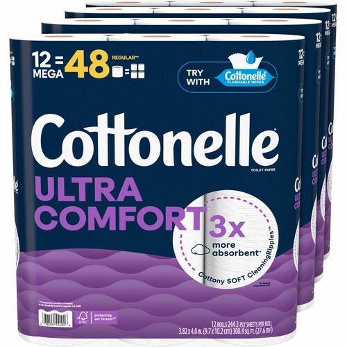 Kimberly-Clark Professional  Toilet Paper,Ultra Comfort,2-Ply,Plant-Based,12/PK,4/CT,WE