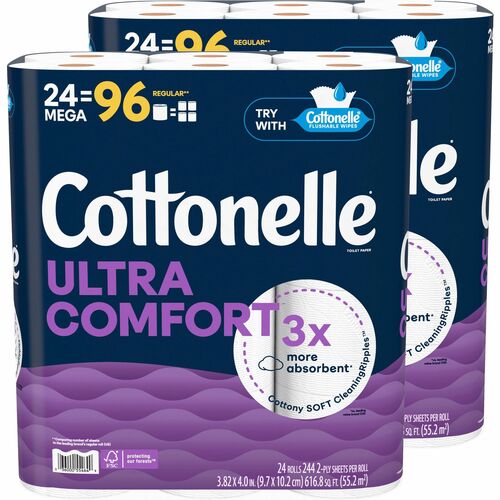Kimberly-Clark Professional  Toilet Paper,Ultra Comfort,2-Ply,Plant-Based,24/PK,2/CT,WE