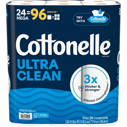 Kimberly-Clark Professional  Toilet Paper,Ultra Clean,1-Ply,Plant-Based,24/PK,WE