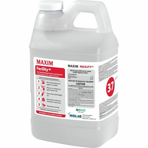 Midlab Inc  Disinfectant/Cleaner,Concentrated,64 oz,4/CT,Clear