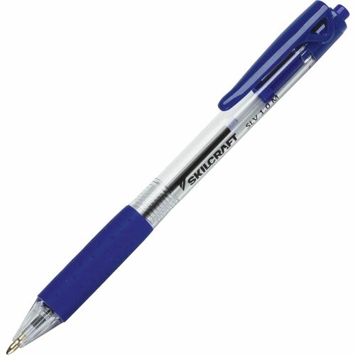 SKILCRAFT  Pen,Ballpoint,Low-Viscosity,Retractable,1mm,1 DZ,Blue Ink