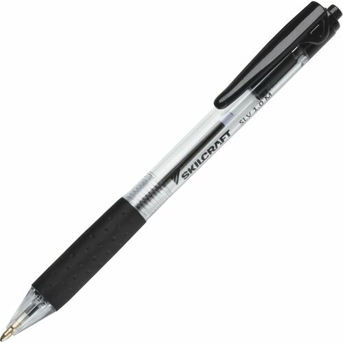 SKILCRAFT  Pen,Ballpoint,Low-Viscosity,Retractable,1mm,1 DZ,Black Ink