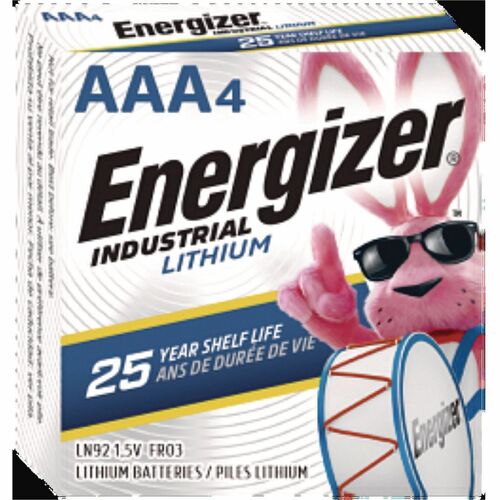 Eveready Battery Co Inc  Industrial Lithium AAA Battery, 1.5 V, 4/Pack-EVELN92PK