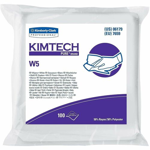 Kimberly-Clark Professional  Wipers,Dry,Dispos.,f/Cleanroom ISO 5,Poly/Rayon,100/PK,5/CT,WE