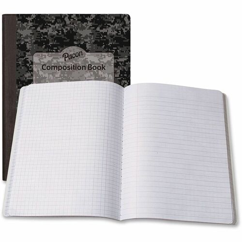 Pacon  Composition Book, Dual-Ruled, 100 Shts, 7-1/2"Lx9-3/4"H, GY