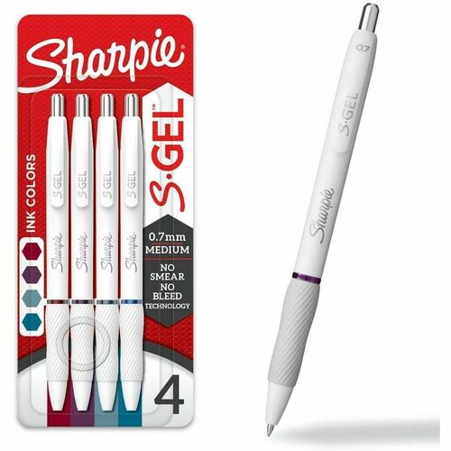 Newell Brands  Sharpie Pens,Gel,0.7mm,4/PK,WE Barrel/GT,PLM,BE Mist,SLT