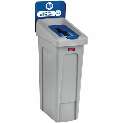 Rubbermaid Commercial Products  Recycling Station,f/Mixed,23Gallon,12"x15"x40-1/4",GY/BE