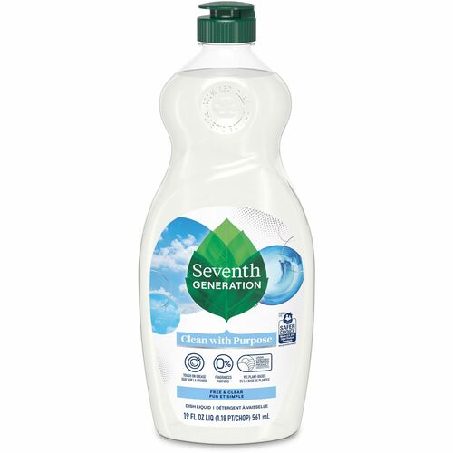 Seventh Generation  Dish Soap, Liquid, Free/Clear, Nontoxic, 19oz, 6/CT