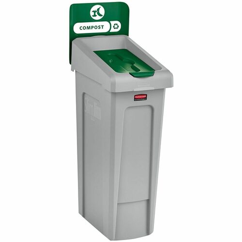 Rubbermaid Commercial Products  Recycling Station,f/Compost,23Gallon,12"x15"x40-1/4",GY/GN