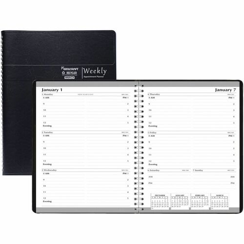 SKILCRAFT  Planner,Wkly,2PPW,12Mths,Jan-Dec,5"x8",Black